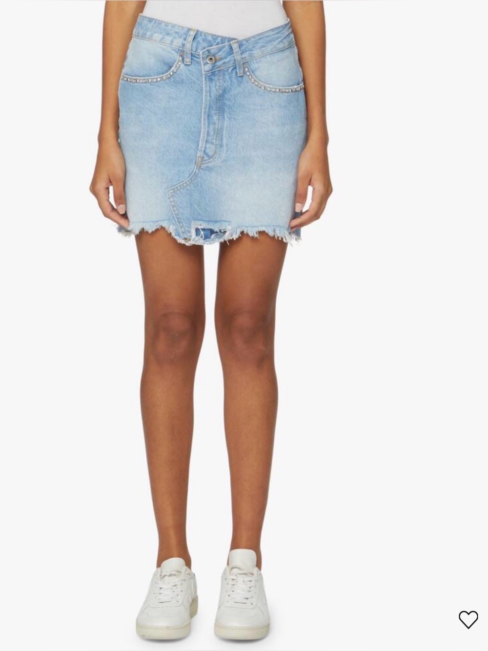 Liu Jo Denim Skirt 29 Blue Stud Asymmetric Raw Edge Jean Mini Italy NWOT $150